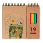 Cuaderno y lápices de colores publicitarios color Beige cuarta vista con logo