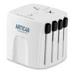 Adaptador universal de viaje para regalar color Blanco cuarta vista con logo