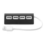 Hub publicitario Usb de 4 puertos color Negro tercera vista