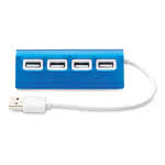 Hub publicitario Usb de 4 puertos color Azul tercera vista