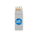 Caja de 4 lápices de colores personalizados color Beige cuarta vista con logo