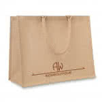 Bolsas de tela para personalizar color Beige cuarta vista con logo
