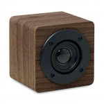 Altavoz promocional barato color madera oscura segunda vista