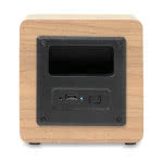 Altavoz promocional barato de madera color madera tercera vista