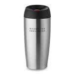 Taza termo publicitaria con seguro 400ml color plateado mate cuarta vista con logo