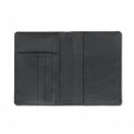 Cartera con espacio para llevar el pasaporte color negro tercera vista