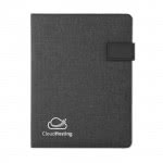 Portadocumentos A4 con Powerbank color negro cuarta vista con logo