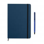 Set de libreta A5 y bolígrafo para publicidad color azul