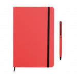 Set de libreta A5 y bolígrafo para publicidad color rojo