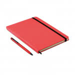 Set de libreta A5 y bolígrafo para publicidad color rojo segunda vista