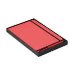 Set de libreta A5 y bolígrafo para publicidad color rojo cuarta vista