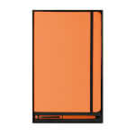 Set de libreta A5 y bolígrafo para publicidad color naranja tercera vista
