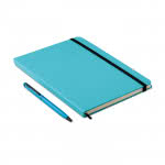 Set de libreta A5 y bolígrafo para publicidad color turquesa segunda vista