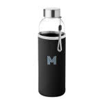 Botella de agua personalizada con funda color negro con logo