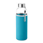 Botella de agua personalizada con funda color turquesa