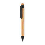 Bolígrafo de bambú con pulsador color negro segunda vista