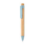 Bolígrafo de bambú con pulsador color azul segunda vista