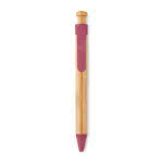 Bolígrafo de bambú con pulsador color rojo