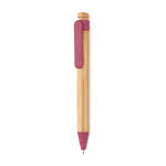 Bolígrafo de bambú con pulsador color rojo segunda vista