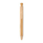 Bolígrafo de bambú con pulsador color naranja