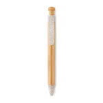 Bolígrafo de bambú con pulsador color beige