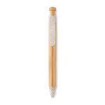 Bolígrafo de bambú con pulsador color beige