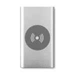 Cargador inalámbrico y powerbank de 400mAh color plateado mate tercera vista