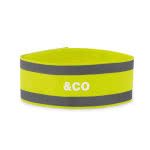 Brazalete deportivo de lycra color amarillo cuarta vista con logo