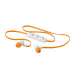 Auriculares Bluetooth en estuche color naranja