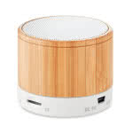 Altavoz Bluetooth de madera para publicidad color blanco segunda vista