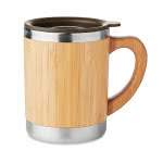 Elegante taza de acero con carcasa de bambú color madera