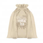 Bolsa blanca de algodón impresa mediana color beige cuarta vista con logo