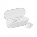 Set de 2 auriculares bluetooth con base color blanco