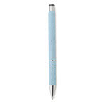 Bolígrafo personalizado reciclable para empresas color azul cuarta vista