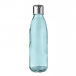 Botella de vidrio con tapón de acero color azul