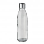 Botella de vidrio con tapón de acero color gris