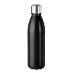 Botella de vidrio con tapón de acero color negro