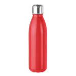 Botella de vidrio con tapón de acero color rojo