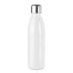 Botella de vidrio con tapón de acero color blanco