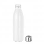 Botella de vidrio con tapón de acero color blanco segunda vista