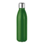 Botella de vidrio con tapón de acero color verde