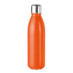 Botella de vidrio con tapón de acero color naranja