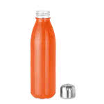 Botella de vidrio con tapón de acero color naranja segunda vista