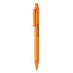 Bolígrafos ecológicos promocionales color naranja cuarta vista con logo