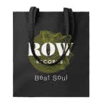 Bolsa de algodón colores de 180 gr/m2 color negro cuarta vista con logo