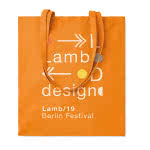 Bolsa de algodón colores de 180 gr/m2 color naranja cuarta vista con logo
