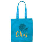 Bolsa de algodón colores de 180 gr/m2 color turquesa cuarta vista con logo