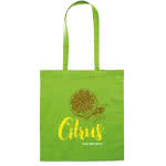 Bolsa de algodón colores de 180 gr/m2 color verde lima cuarta vista con logo