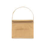 Bolsa nevera kraft con asa y bolsillo color beige tercera vista