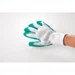 2 guantes jardinería látex y poliéster color verde tercera vista